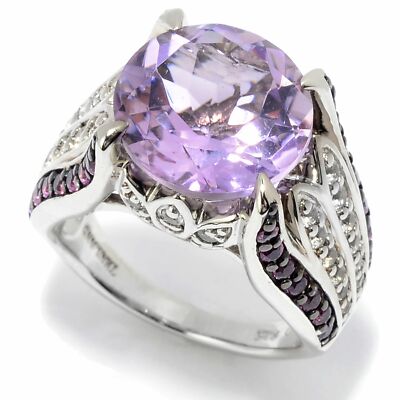 Meher's Jewelry 12mm Your Choice Gemstone & White Topaz Fancy Set Silver Ring