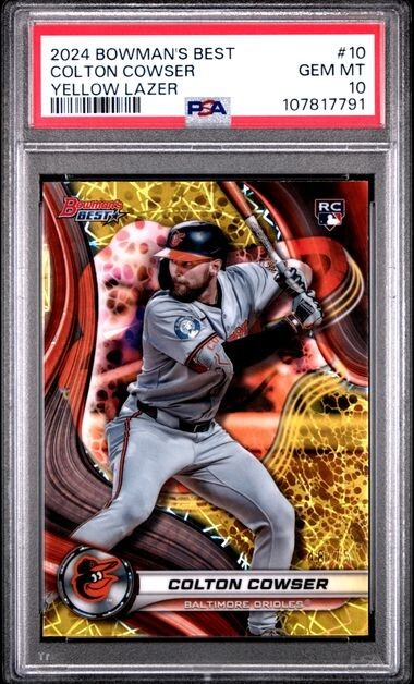 2024 Bowman's Best Colton Cowser Yellow Lazer RC /75🔥PSA 10 🔥POP 1🔥