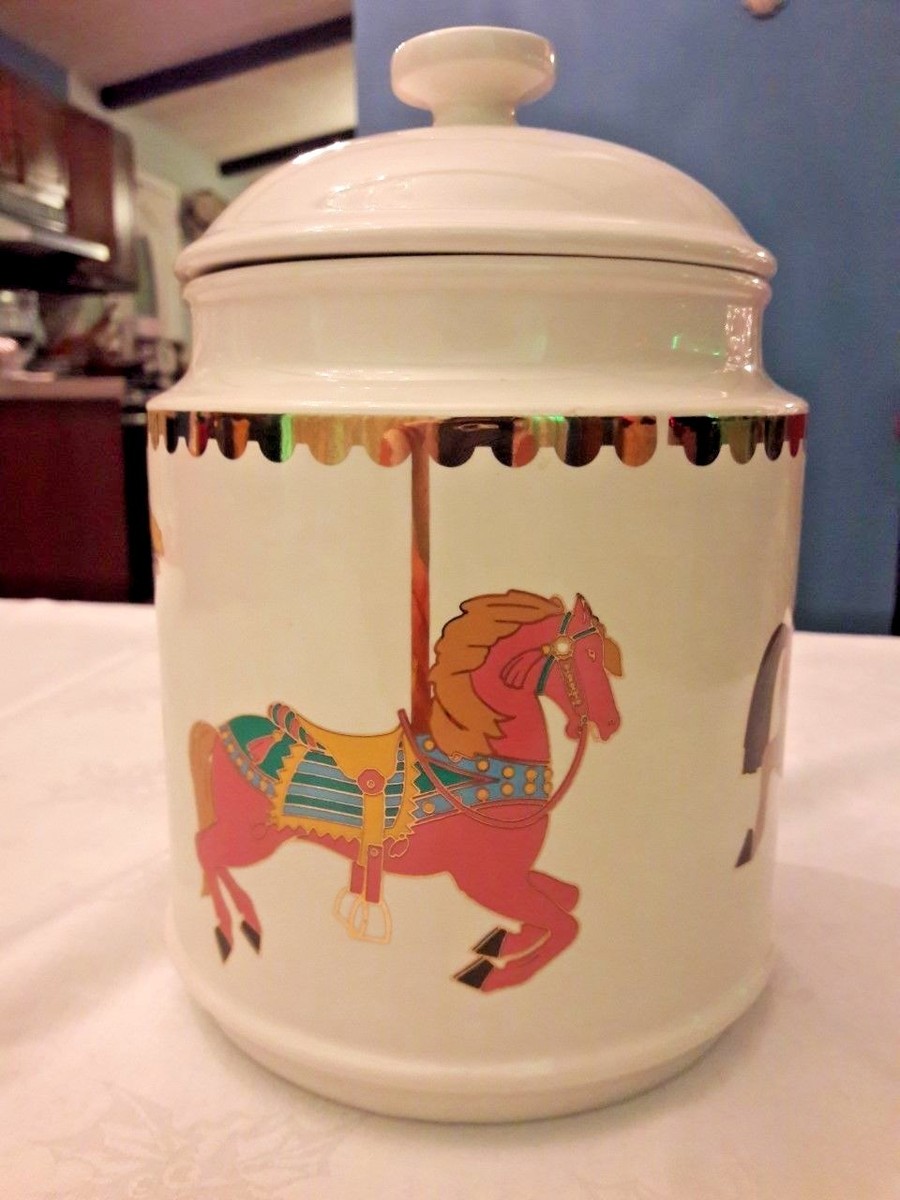 Vintage 1990 Dayton Hudson Cookie Jar / Carousel Cookie Jar with