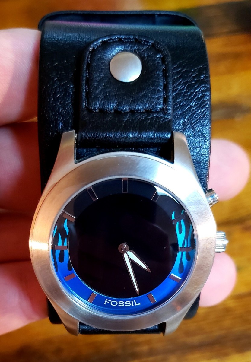 【純正】箱付Fossil big tic blue flame watch Fossil big tic 00s Blue Flame watch y2k