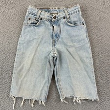 Vintage Levis 550 Shorts Boy 12 Light Wash Cut Off Skater 90s Grunge Orange Tab