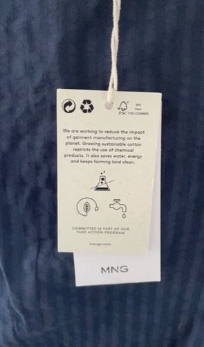 Brand New Mango Blue V- Neck Blouse Size M (10) Sustainable Fabric Pretty Style - Picture 5 of 10