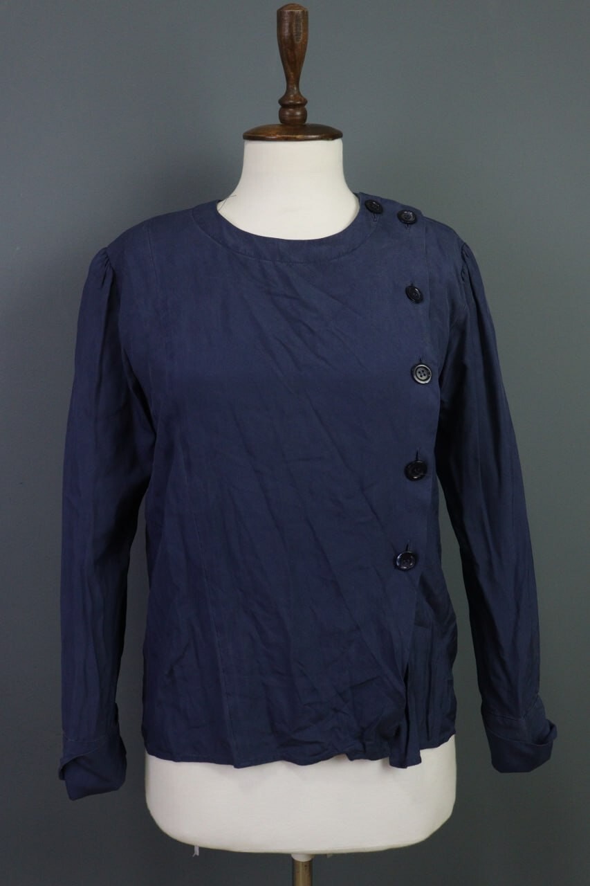 Camicia blu manica lunga con bottoni YVES SAINT LAURENT Rive Gauche taglia 38