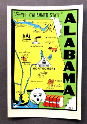 Lindgren-Turner ALABAMA MAP water slide travel decal luggage car rat rod!  MIP