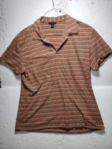 Express Shirt Mens XL Brown Black Striped Collare… - image 1