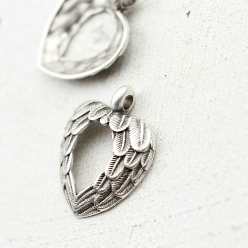 10 Flügel Herz Anhänger, Charms, Metall, Antik Silber, DIY Schmuck basteln ZM708 - Picture 8 of 10