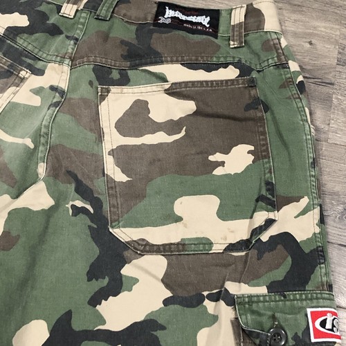 Vintage Interstate Green Camo Cargo Pants Baggy Jeans Skate 90s Y2K - Picture 7 of 13