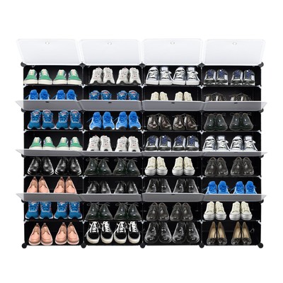 8 Tier 64 Pair Shoe Rack Organizer 32 Grids Tower Shelf Storage Cabinet Modular