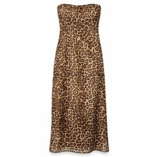 Forever 21 Maxi Dress Womens Small Leopard Strapless Animal Print Brown Mob Wife