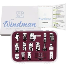 Windman 16Pcs Presser Feet Set Singer Brother Babylock Low Shank Sewing Machines
