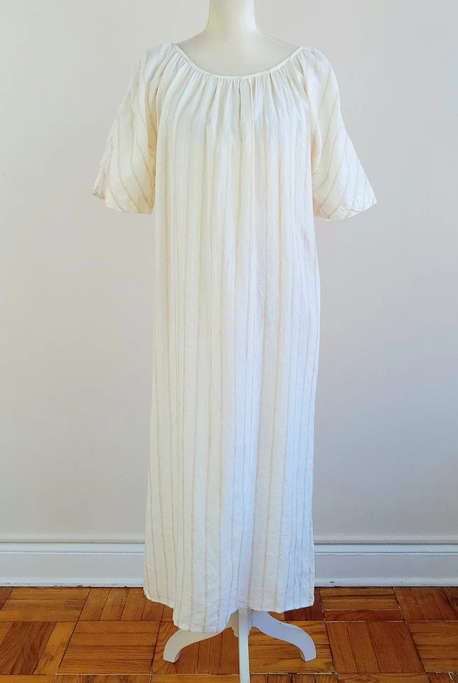 Small MARA HOFFMAN Aliz Breezy LINEN/TENCEL Beach Resort Kaftan Dress, TIE-BACK - Image 3 of 4