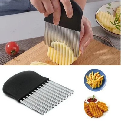 Stainless Steel French Fry Cutter Potato Vegetable Wave Crinkle Cut Knife