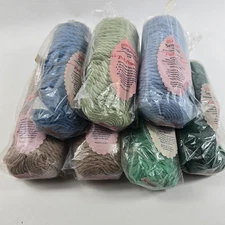 Vintage Mixed Lot Bernat Sesame Wool Worsted Yarn Blue Green Germantown 875 Yd