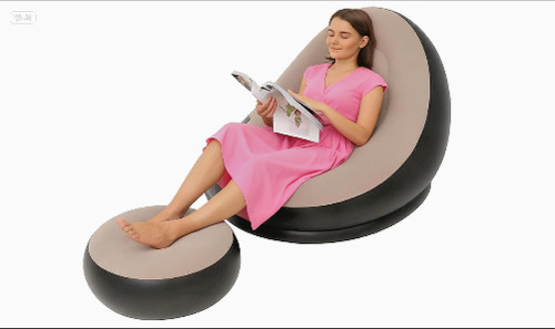 Sillón inflable reclinable PVC para exterior con reposapiés Ideal playa/piscina