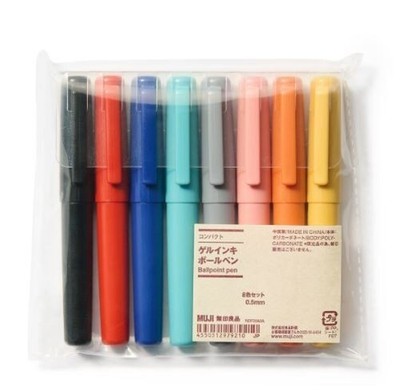 MUJI Gel Tintenstifte 0,5 mm 8 Farben Set Kompakt Glatt Schreiben Feine...