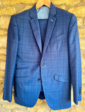 Clements Church 3 Piece Blue Check Wool Suit 38R Chest