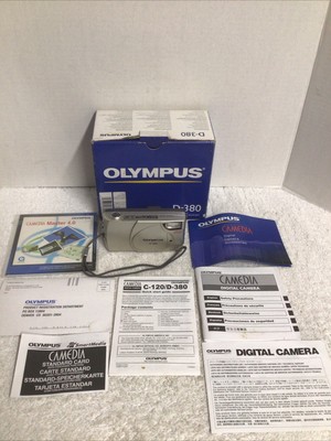 Olympus Camedia D-380 2.0MP Silver Digital Camera Tested Working W/ Box Manuals
