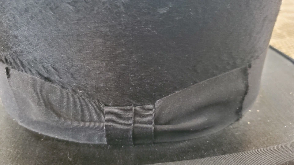 Sombrero de copa vintage de piel negro talla 7-1/8 Foto 3 de 4