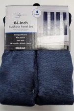 Cortinas Blackout Azul Mario De 4 Paneles 84 Pulgadas Para Sala Cuarto Modernas