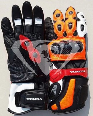 Honda Racing Leather Motorcycle Gloves Motorbike Sport Gants Guantes