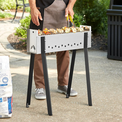 Stainless Steel Charcoal Grill Kebab BBQ Portable Single Mangal 25 5/8'' NEW