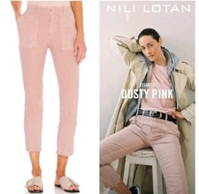 Nili Lotan Jenna Pant Dusty Pink 325 Pocket Women's Size 8 Fringe Crop
