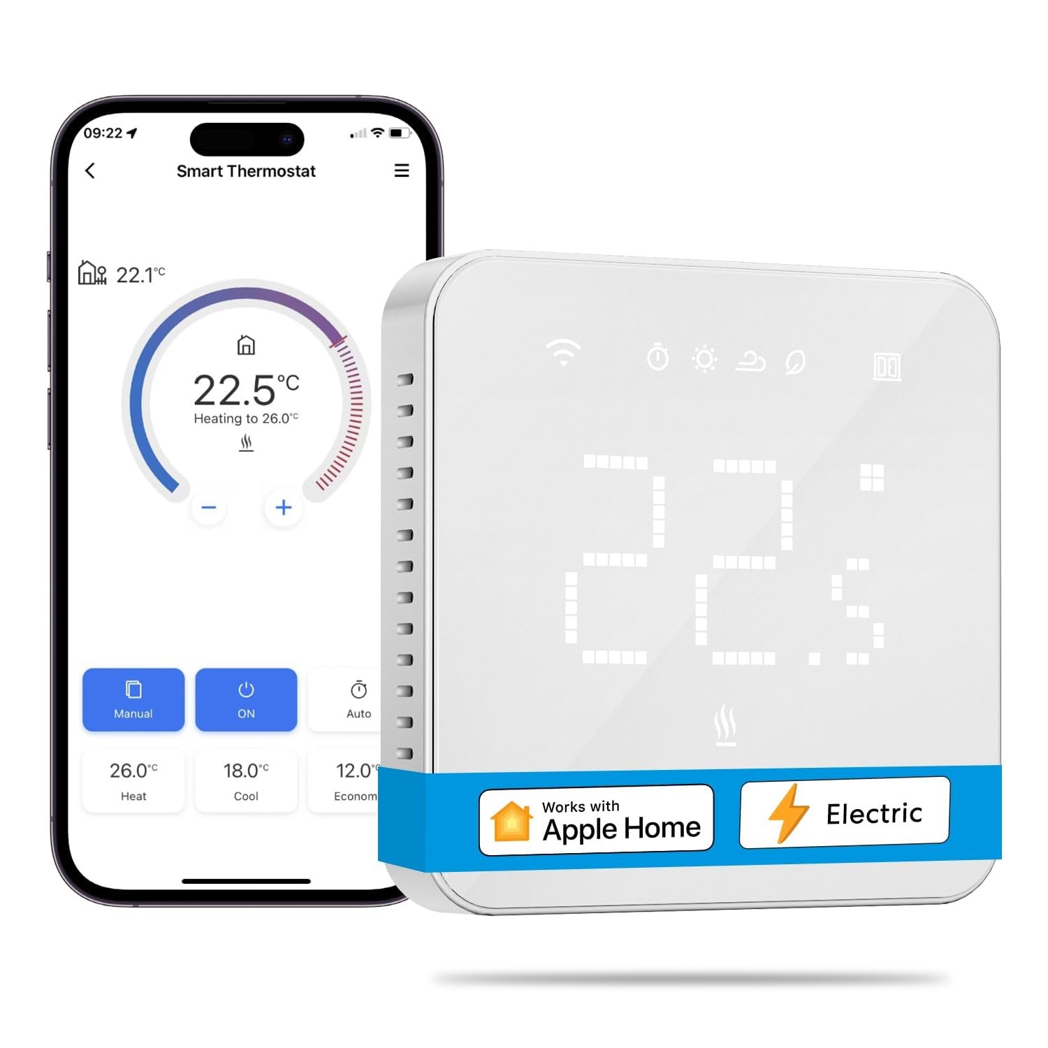 Thermostat WiFi connecté HomeKit chauffage au sol électrique programmateur