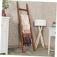 Decorative Wooden Blanket Ladder for The Living Room and Rustic Brown Carbonise