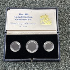 1988 Royal Mint Four Coin Set Gold Proof Box, Coa No Coins