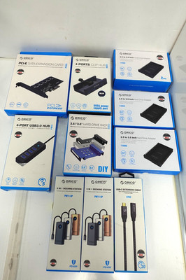 Lot of 10 ORICO Expansion Card, Hub, Adapter, Rack, Docking Station, Cable