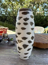 Ross Spangler Handcrafted Ceramic Vase - White with Fun Splotch Design, Signed