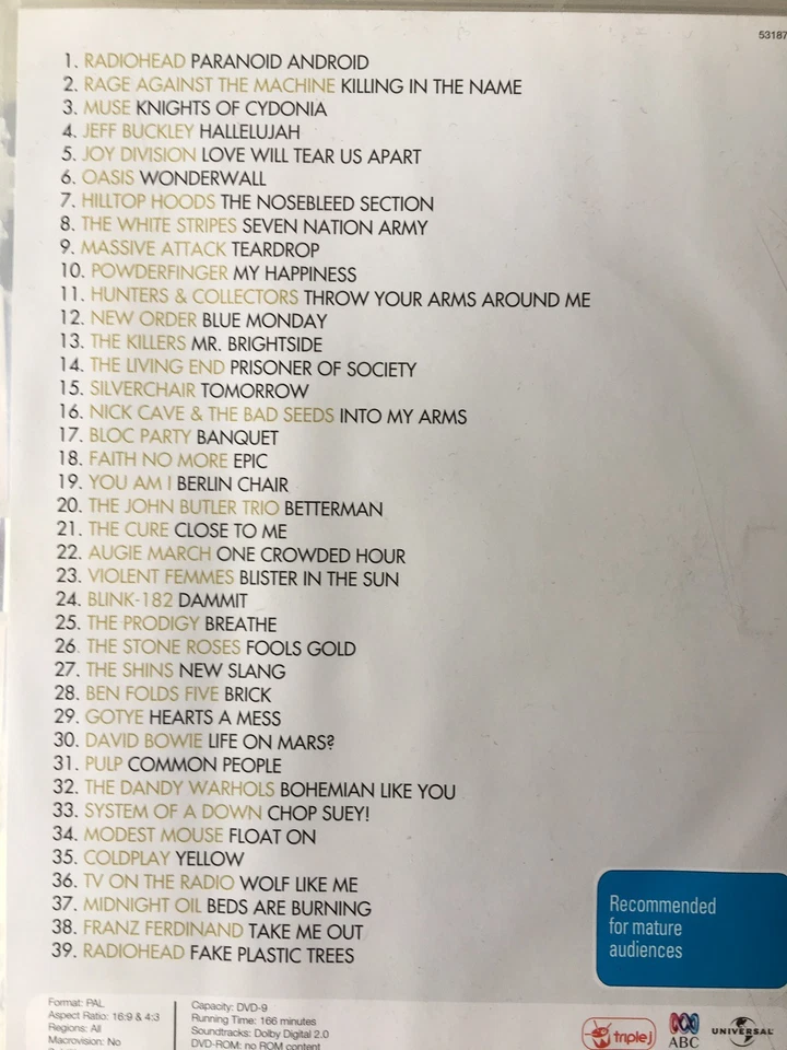 TRIPLE J - Hottest 100 Of All Time DVD 2009 Poll JJJ AS NEW! - Image 2 of 2