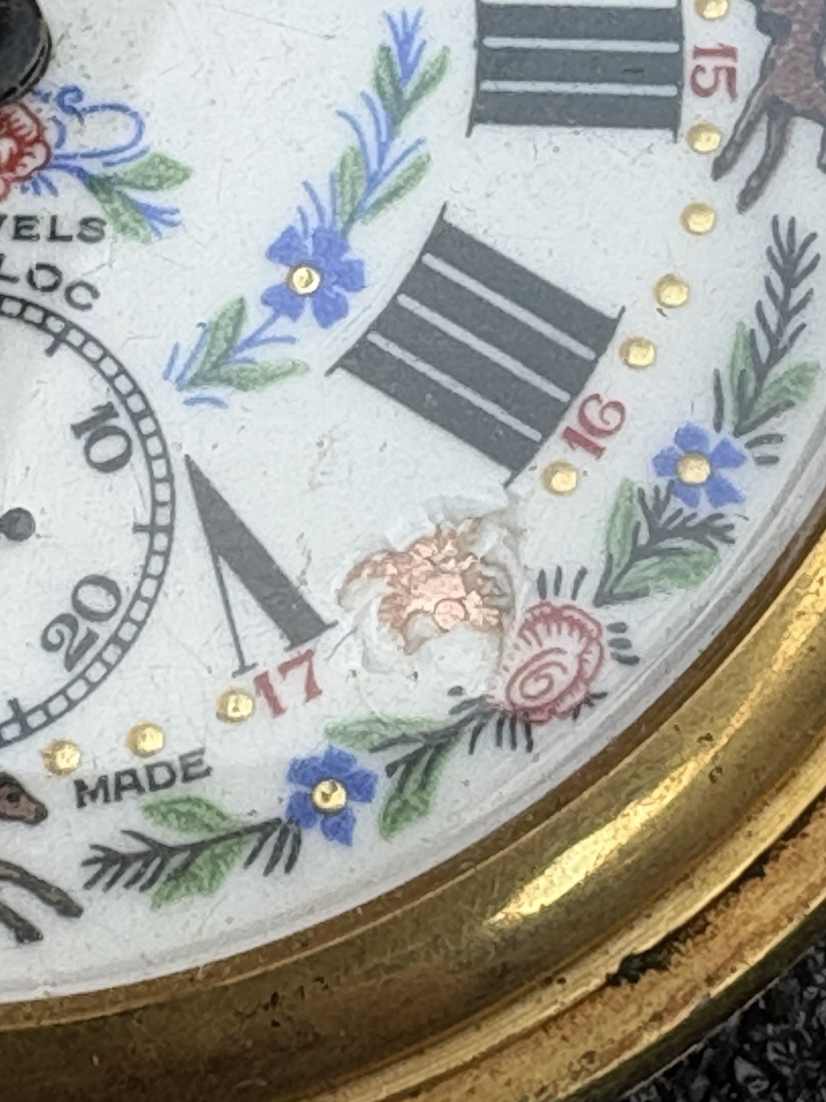 Arnex Horse dial Pocket Watch 17 J Incabloc Swiss Made Works Vintage  Hunting