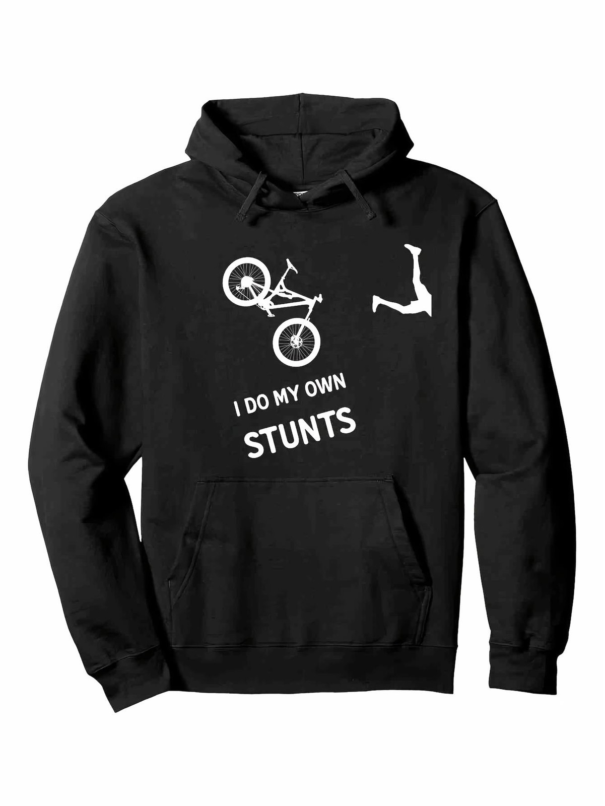 Men's Funny I Do My Own Stunts BMX & Mountain Bike Graphic Hooded Sweatshirt -B