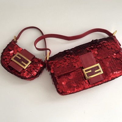 Vintage Fendi Red Sequin Baguette & Croissant | eBay