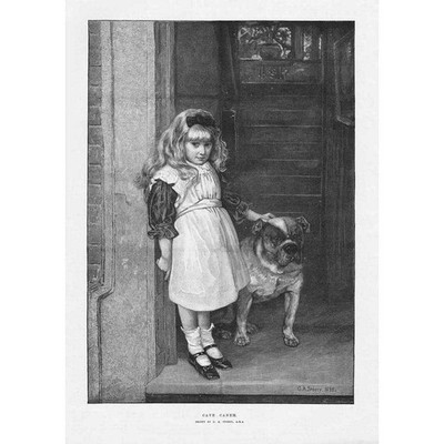 GEORGE ADOLPHUS STOREY Cave Canem (Girl With Bulldog) - Antique Print 1893
