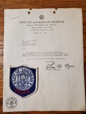 *Vintage City Of Savannah Georgia Police Patch With Letter 1973