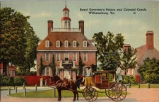 Vintage Williamsburg VA Royal Governor's Palace & Colonial Coach Postcard