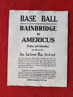 Joe Jackson Baseball Poster Americus Georgia ''Aged Looks Old 