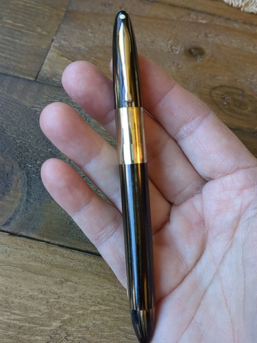 Vintage W.A. Sheaffer Lifetime Striped White Dot Gold 14k Gold Nib Fountain Pen