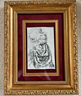 Ornate Gold Wood Frame Velvet Mat Rococo Style Rueben Print 9x7 Wall Decor