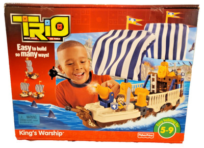 Fisher-Price Trio King's Warship Building Set T3211 Pirate Ship Bricks Sticks Pa