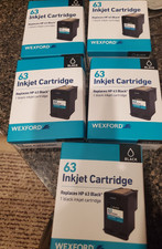 Lot of 5 WEXFORD Inkjet Cartridge, Replaces HP 63, Black -3 Ink Cartridges