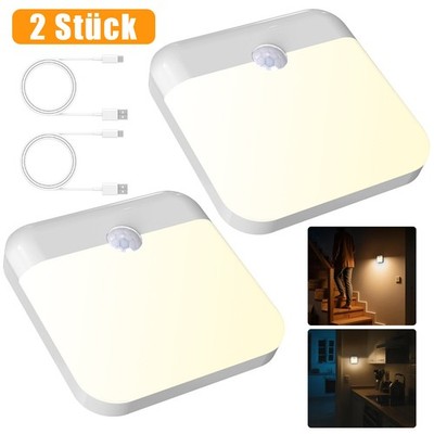 2 Stück LED Nachtlicht mit Bewegungsmelder Smart Warmweißes Nachtlampe DHL