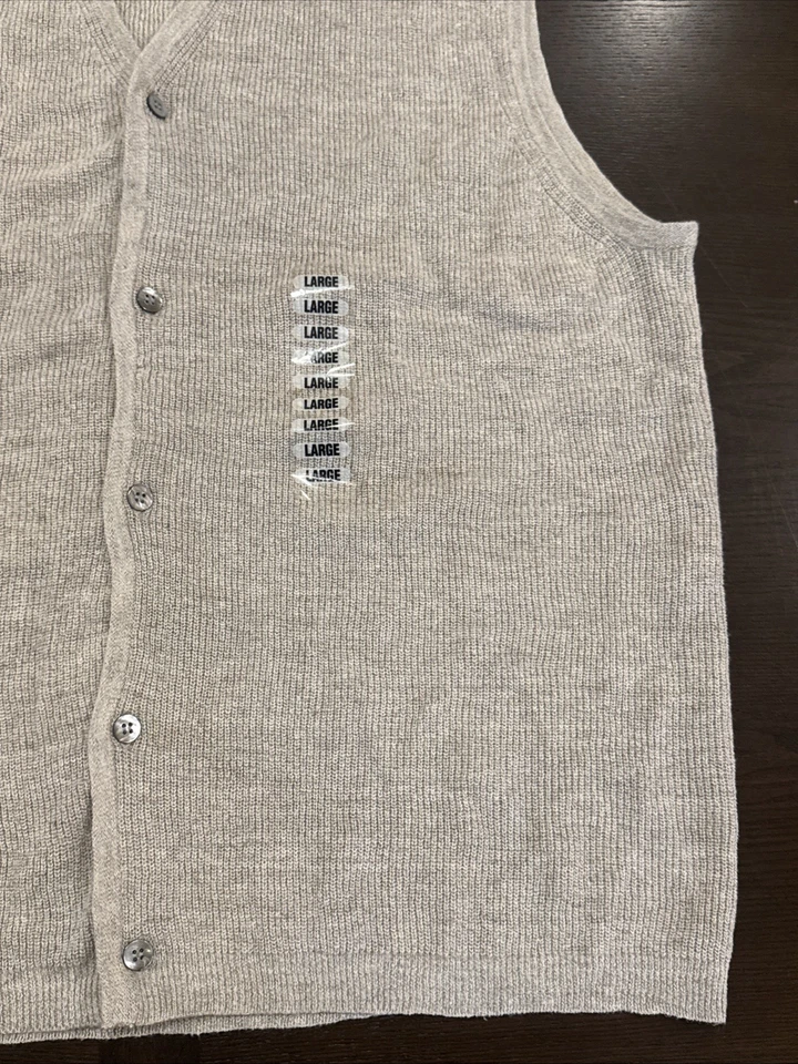 Vtg 90s Grandpa Cardigan Sweater Beige Linen Cotton Mens Large New With Tags NWT - Image 2 of 4