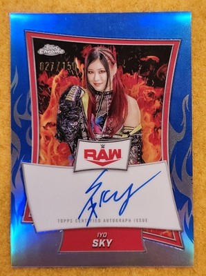 2025 WWE Topps Chrome - Iyo Sky - Blue Refractor Auto - 027/150 - #RBA-IYO