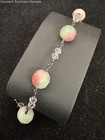 7.5" Green and Pink Rhodochrosite Beaded Bracelet with Sterling Silver Links — photo 5