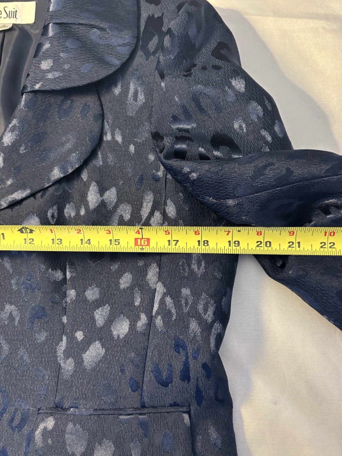 LE SUIT Majestic Courtyard Navy Blazer Skirt Set 10 Animal Print Office Business