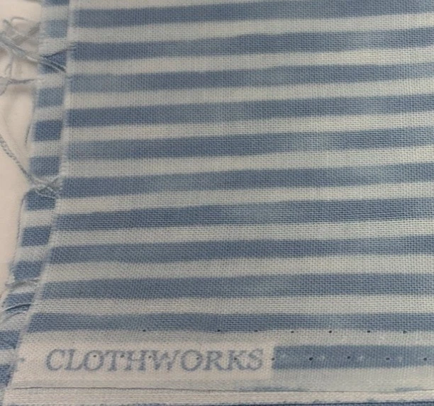 Blue & Blue Striped Cotton Fabric 10" x 42" Clothworks Sewing Crafts - Image 2 of 4