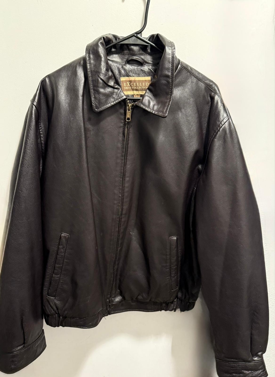 Mens Excelled 100% Leather Bomber Jacket   Vintage Style Lined